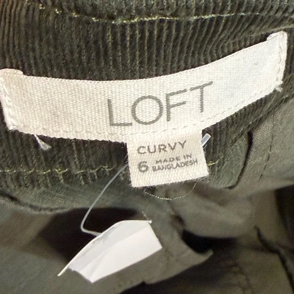 LOFT Wide Leg Corduroy Pants Dark Green Size 6 NWT - Picture 7 of 8